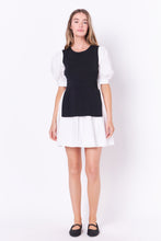 Load image into Gallery viewer, Mixed Media Puff Sleeve Mini Dress
