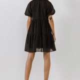 Organza Puff Sleeve Mini Dress