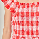 Gingham Smocked Top