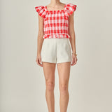 Gingham Smocked Top
