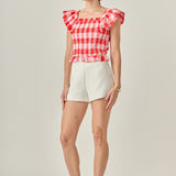 Gingham Smocked Top