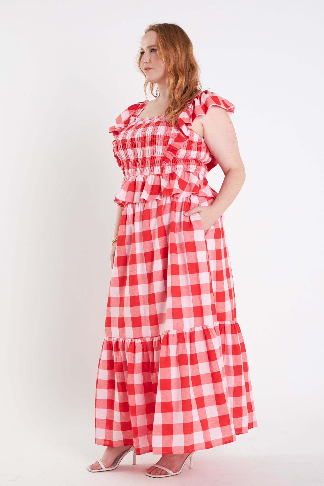 Plus Size Gingham Midi Skirt – English Factory - Main Image