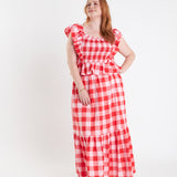 Plus Size Gingham Midi Skirt