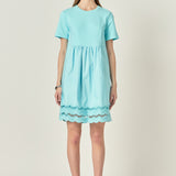 Mixed Media Scallop Lace Mini Dress
