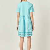 Mixed Media Scallop Lace Mini Dress