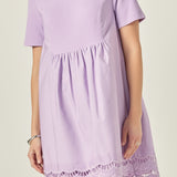 Mixed Media Scallop Lace Mini Dress