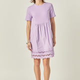 Mixed Media Scallop Lace Mini Dress
