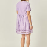 Mixed Media Scallop Lace Mini Dress