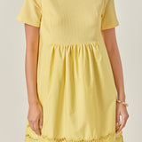 Mixed Media Scallop Lace Mini Dress