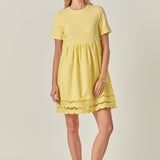 Mixed Media Scallop Lace Mini Dress