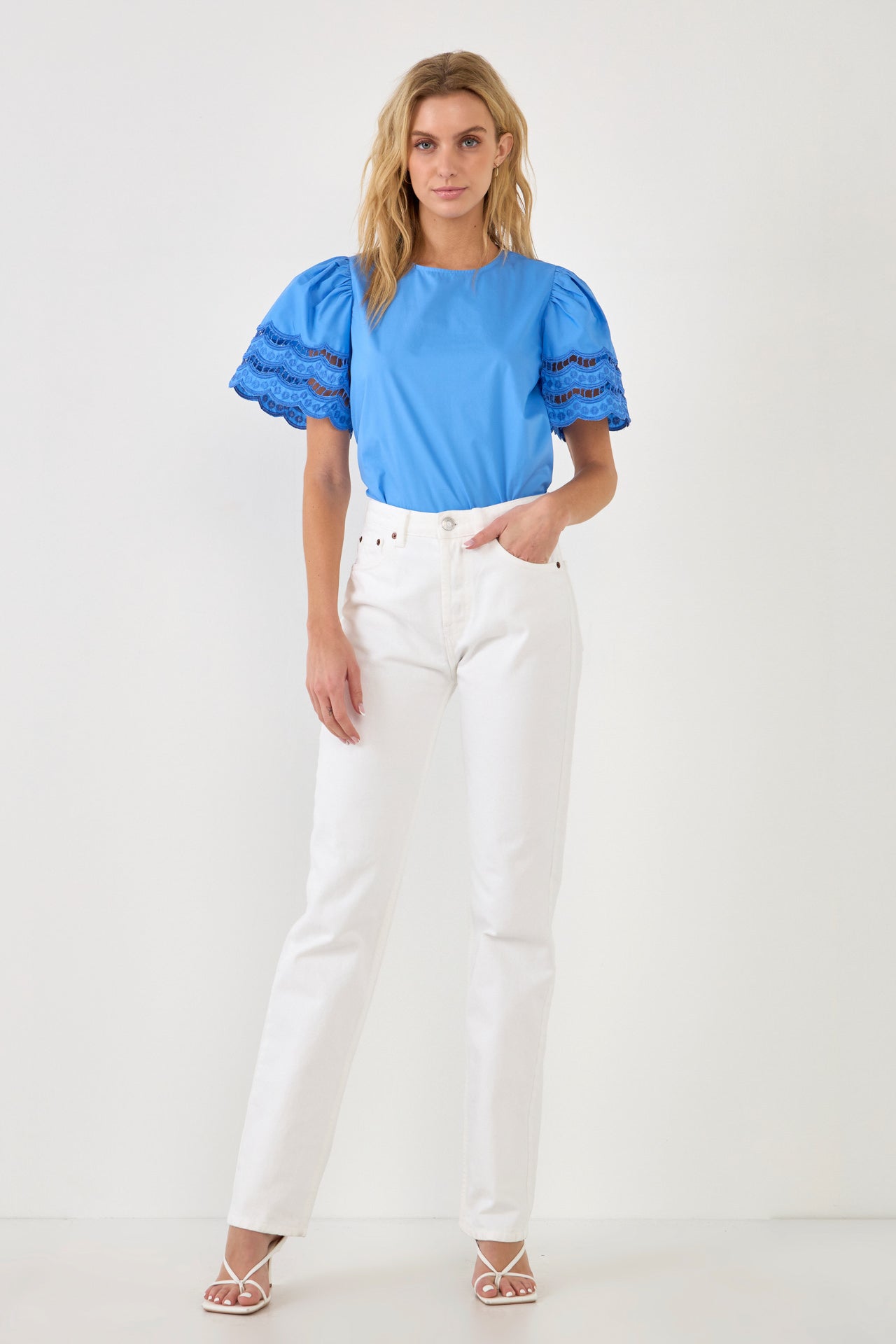 Mixed Media Lace Trim Knit Top