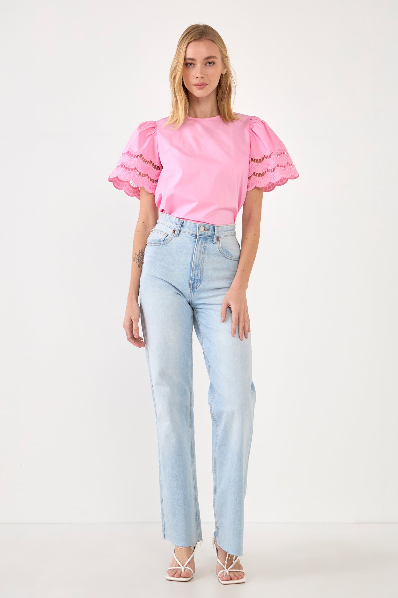 Mixed Media Lace Trim Knit Top