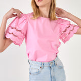 Mixed Media Lace Trim Knit Top