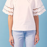 Mixed Media Lace Trim Knit Top