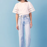 Mixed Media Lace Trim Knit Top