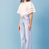 Mixed Media Lace Trim Knit Top