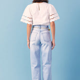 Mixed Media Lace Trim Knit Top