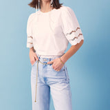 Mixed Media Lace Trim Knit Top