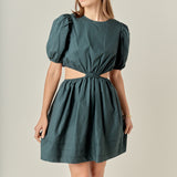 Pleats with Cut-out Detail Mini Dress