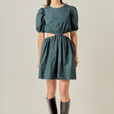 Pleats with Cut-out Detail Mini Dress