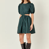 Pleats with Cut-out Detail Mini Dress