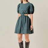 Pleats with Cut-out Detail Mini Dress