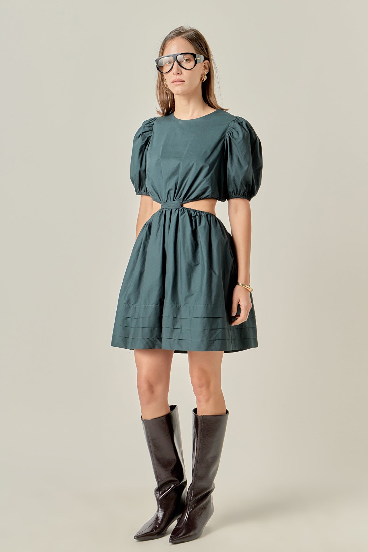Pleats with Cut-out Detail Mini Dress