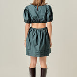 Pleats with Cut-out Detail Mini Dress