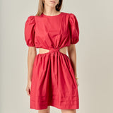 Pleats with Cut-out Detail Mini Dress