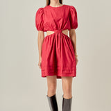 Pleats with Cut-out Detail Mini Dress