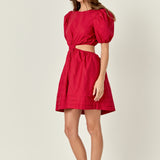 Pleats with Cut-out Detail Mini Dress