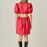 Pleats with Cut-out Detail Mini Dress