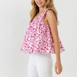 Floral Printed Ruffle Shoulder Tank Top