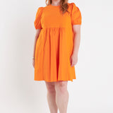Plus Size Mixed Media Babydoll Mini Dress