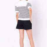 Stripe Short Puff Sleeve Sweater