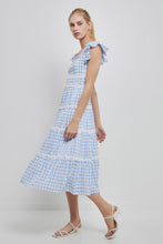Load image into Gallery viewer, Floral Lace Gingham Printed Midi Dress
