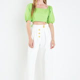 Puff Sleeve Top with Back Bow
