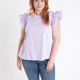 Mixed Media Ruffle Detail T-Shirt