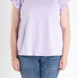 Mixed Media Ruffle Detail T-Shirt