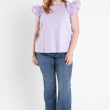 Mixed Media Ruffle Detail T-Shirt