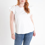 Mixed Media Ruffle Detail T-Shirt