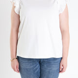 Mixed Media Ruffle Detail T-Shirt