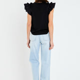 Mixed Media Ruffle Detail T-shirt