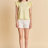Mixed Media Ruffle Detail T-shirt