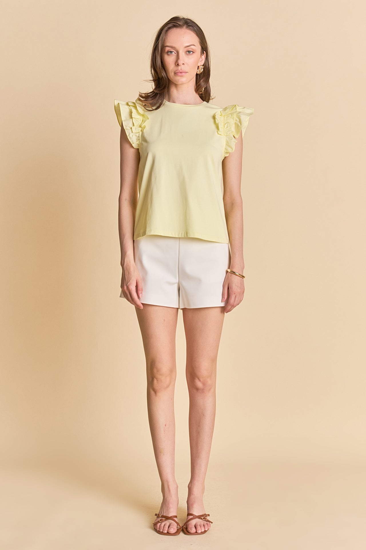 Mixed Media Ruffle Detail T-shirt