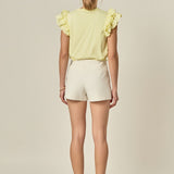 Mixed Media Ruffle Detail T-shirt