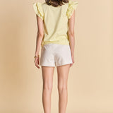 Mixed Media Ruffle Detail T-shirt
