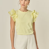 Mixed Media Ruffle Detail T-shirt