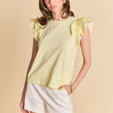 Mixed Media Ruffle Detail T-shirt