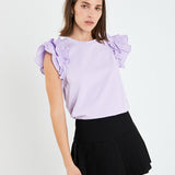 Mixed Media Ruffle Detail T-shirt